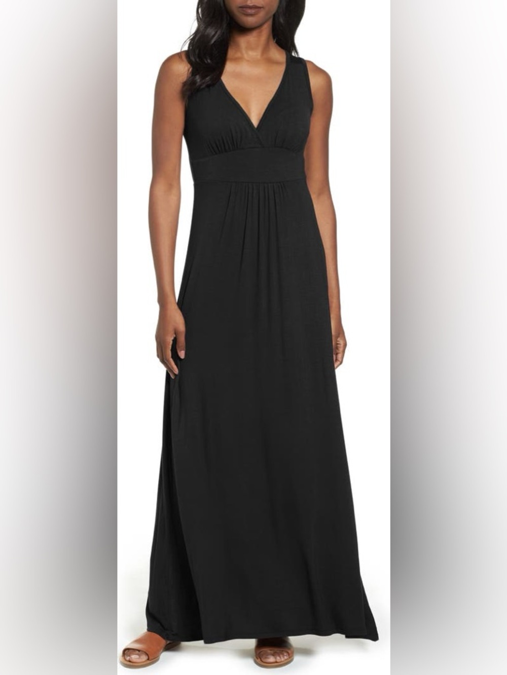 Loveappella • NWT V-Neck Jersey Maxi Dress PTP16”-21”